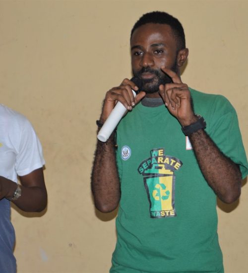 Giving a pep talk on the importance of recycling Photo: Retink Media