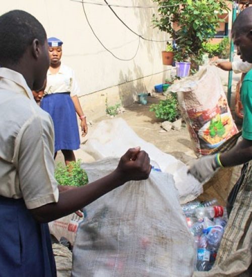 Separated trash from Gbaja Girls collected by RecyclePoints, a partner on the project for recycling purposes Photo: Retink Media